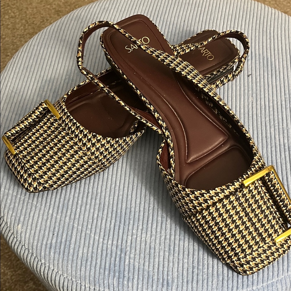 SARTO Women's Houndstooth Slingback Flats